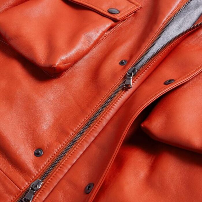 Red-leather-jacket-mens-side-zip-closeup