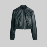 Women's cropped bomber jacket-front view without model