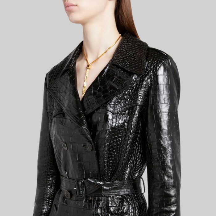 Women's-leather-trench-coat-side-closeup