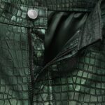 front-zip-closure-of-green-leather-trousers