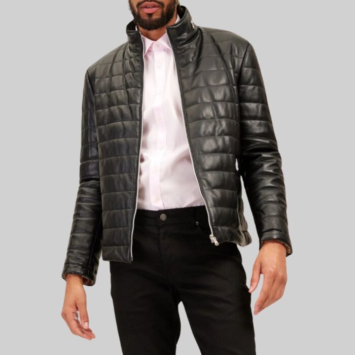 mens-black-leather-puffer-jacket-front-view