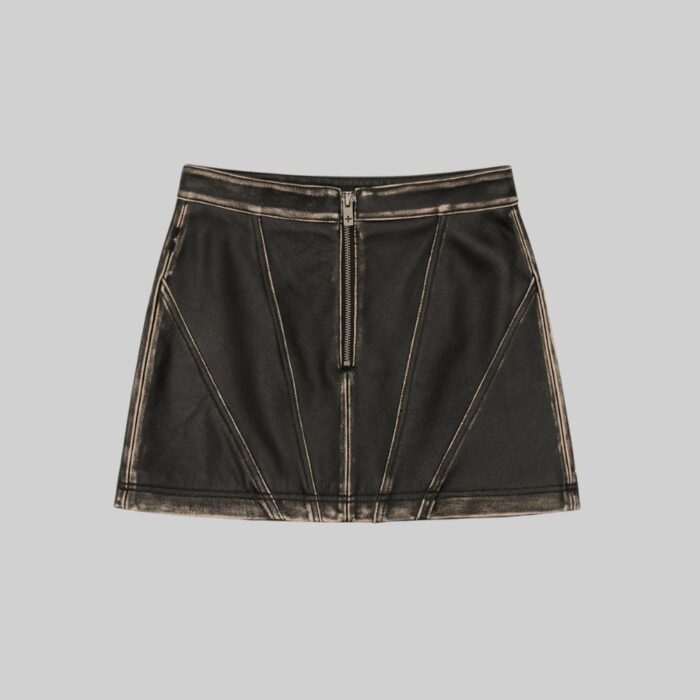 women's-black-vintage-leather-mini-skirt-front-view