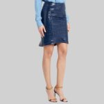 women’s-blue-leather-skirt-front-view-2