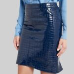 women’s-blue-leather-skirt-side-view