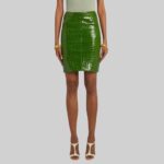 women's-green-leather-skirt-front-view-2