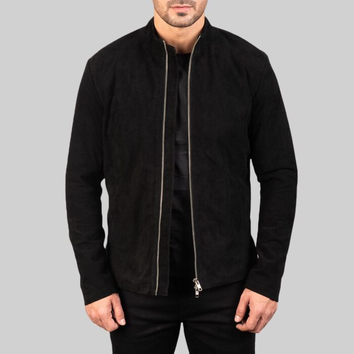 Front-view-of-black-suede-jacket-for-men