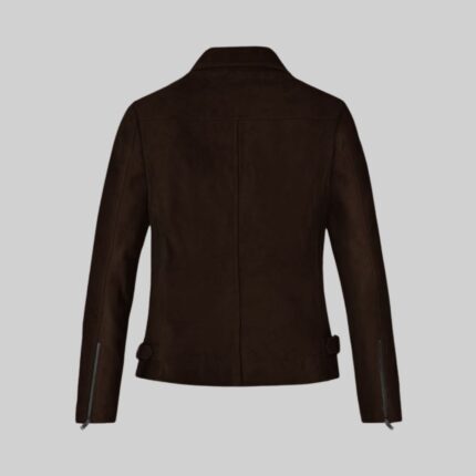 Women's-dark-brown-suede-jacket-back-view