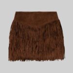 Front-view-of-fringe-suede-mini-skirt