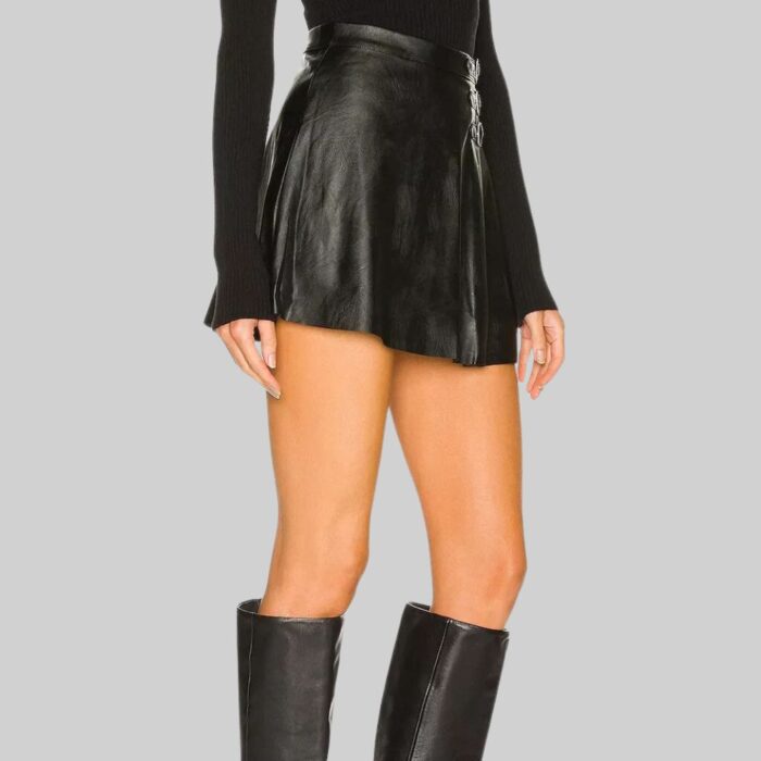 chic-side-view-of-leather-a-line-mini-skirt