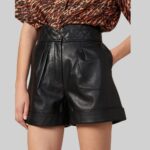 Black-leather-shorts-high-waist-front-view-1.