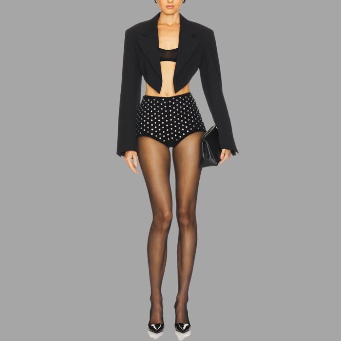 High-waisted-suede-shorts-front-model-view.