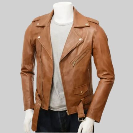 Leather-Tan-Jacket-Mens-Front-View