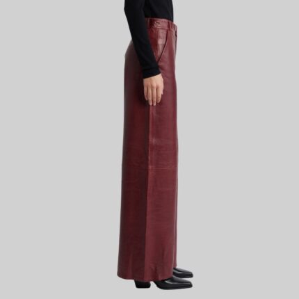 Womens-flared-leather-pants-side-view.