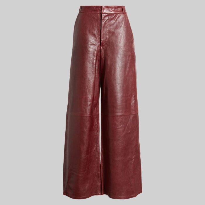Womens-leather-bootcut-pants-front-view.